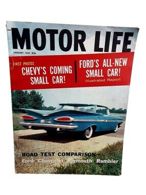 1959 Motor Life Magazine January Chevy Ford Small Car Road Test Issue